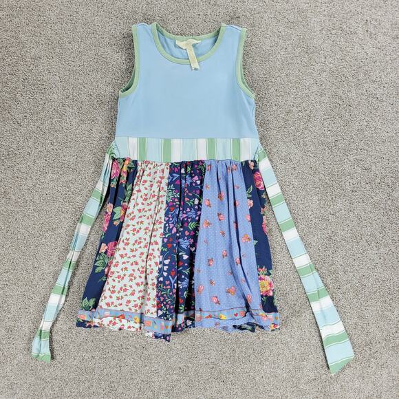 Matilda Jane Brilliant Daydream Dreamcatcher Dress Girls 6 Blue Floral Tie Back